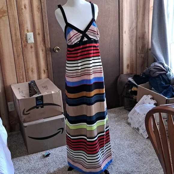Jessica Simpson size M multicolored striped maxi sundress - Picture 1 of 5